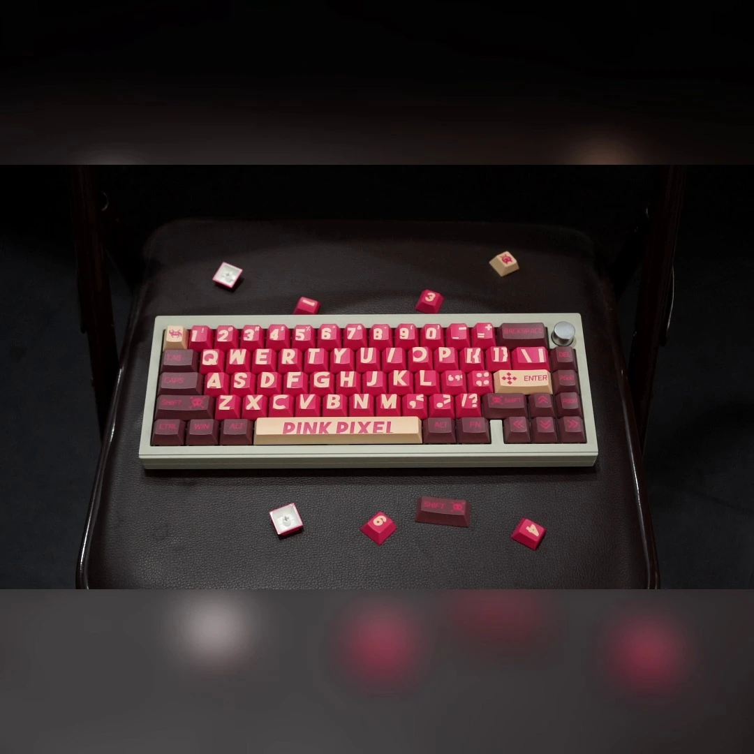 红粉像素键帽机械键盘键帽客制化PBT热升华樱桃原厂高度适配75/99