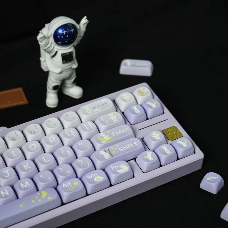 MOA摘星兔渐变紫机械键盘键帽客制化PBT热升华适配61/64/68/75