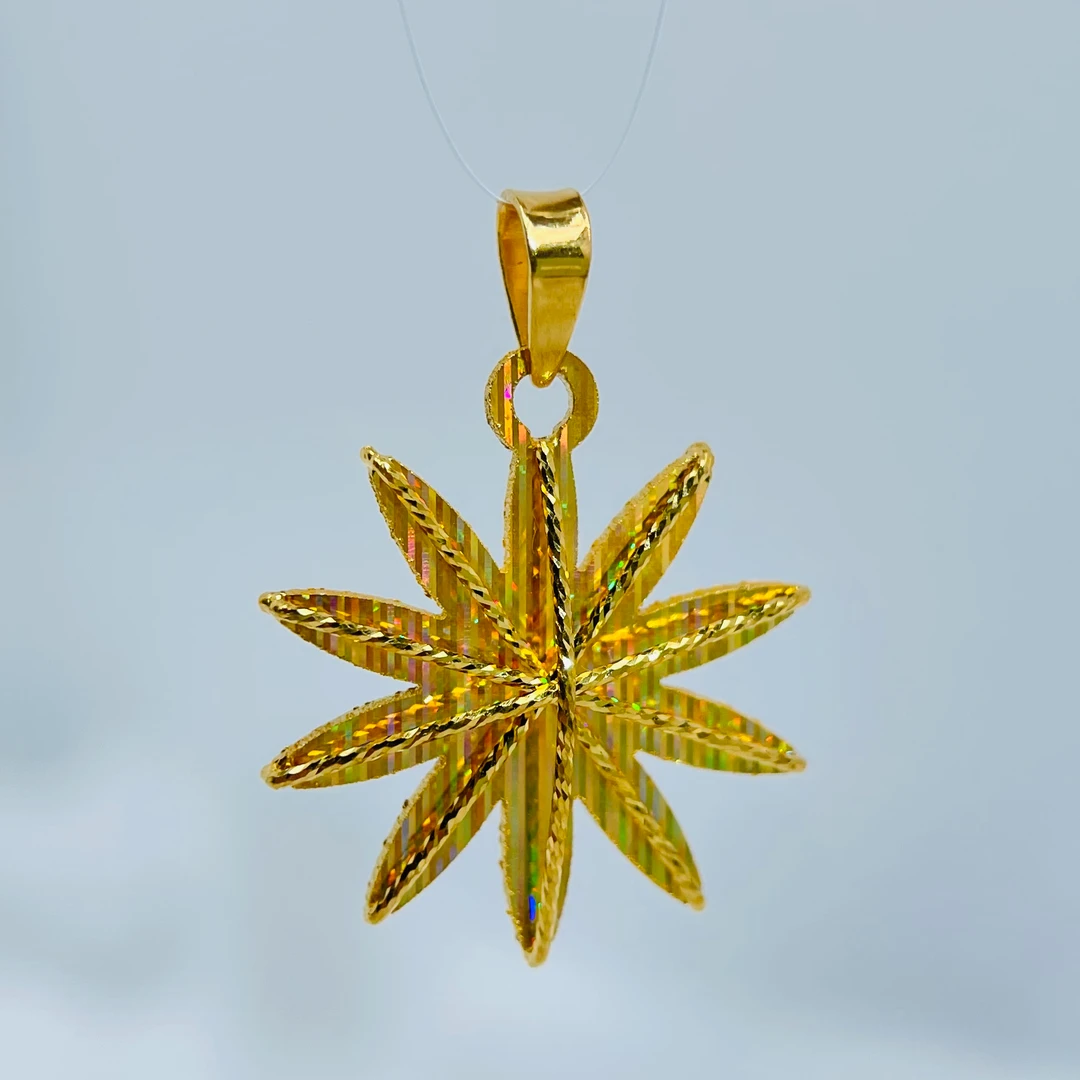 足金999黄金首饰 拉丝芒星吊坠  【1049】