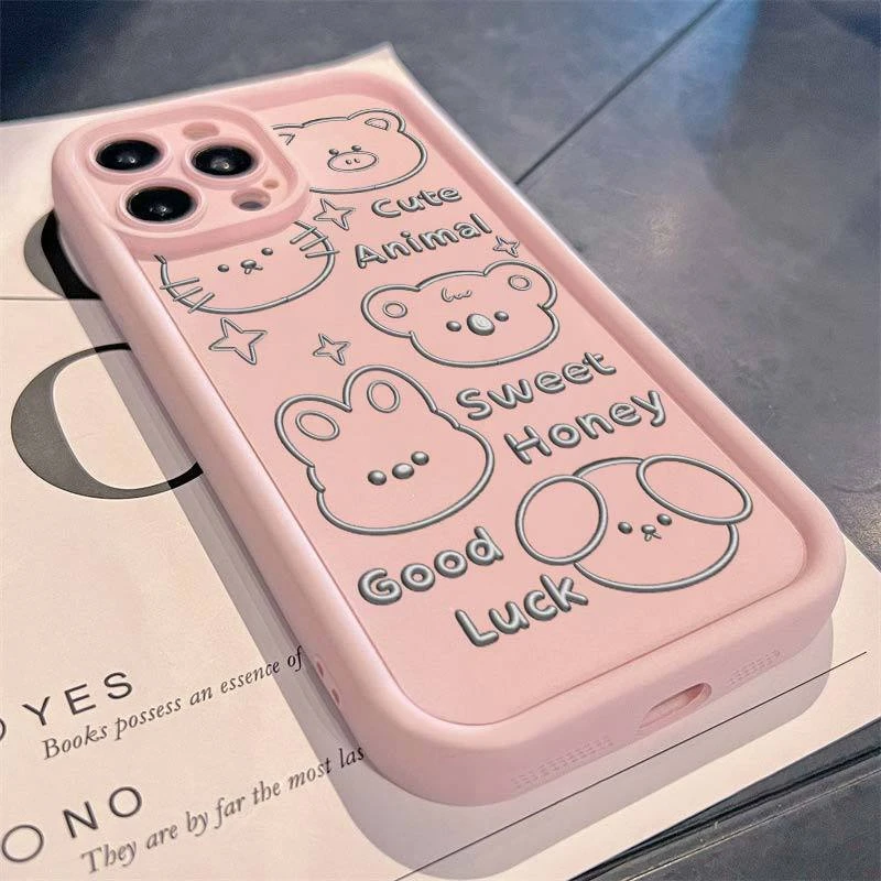 简约动物iPhone15手机壳全包苹果14手机壳卡通13女11高级感手机壳