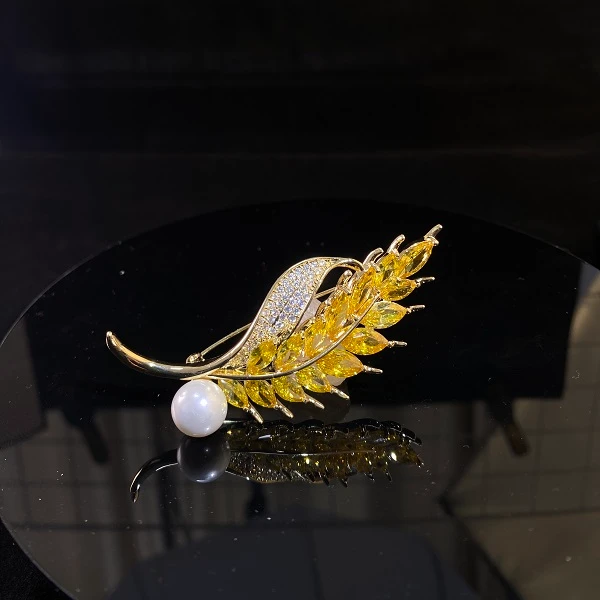 高品质金色麦穗胸针时尚精致大方轻奢气质