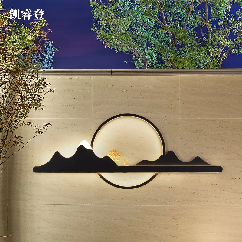 新中式壁灯客厅背景墙格栅入户厅装饰户外防水庭院别墅院子外墙灯