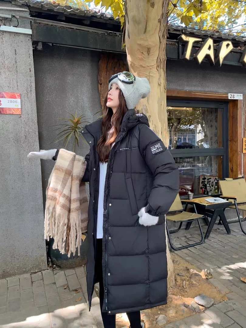 连帽羽绒服长款显瘦冬季加厚女士休闲时尚过膝秋冬百搭女款外套