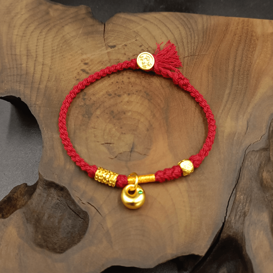 铜合金手链 【百慧原创】藏棉福包盘缠纯手工精编中国红手绳