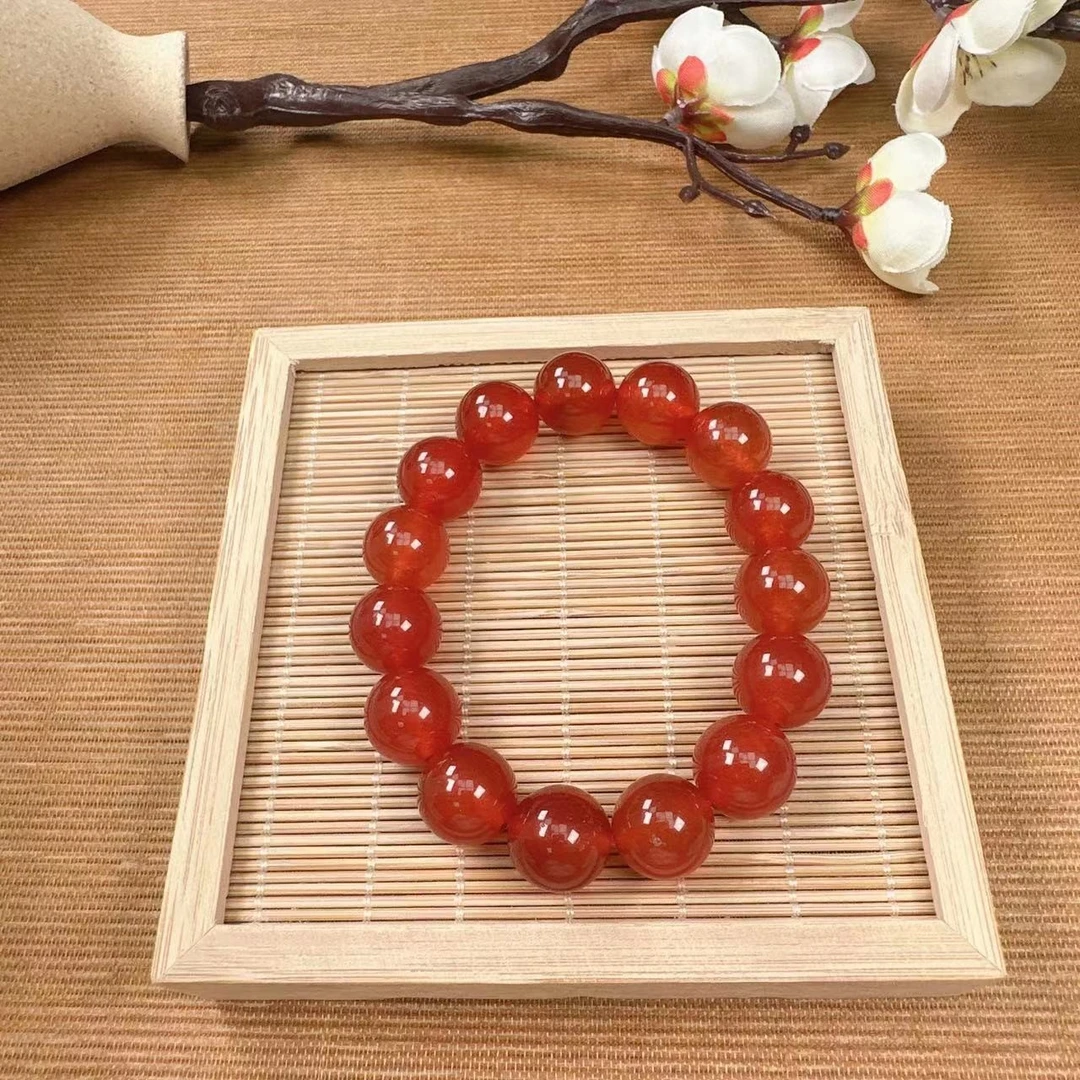 【翠山严选】Y564冰红手串12M女款时尚国风单圈气质首饰