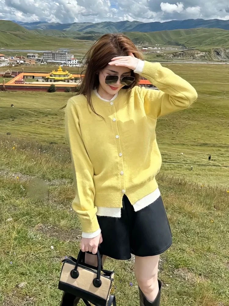 TWT 油画少女 质感软糯春秋假两件纽扣针织衫 TO01Z-7793