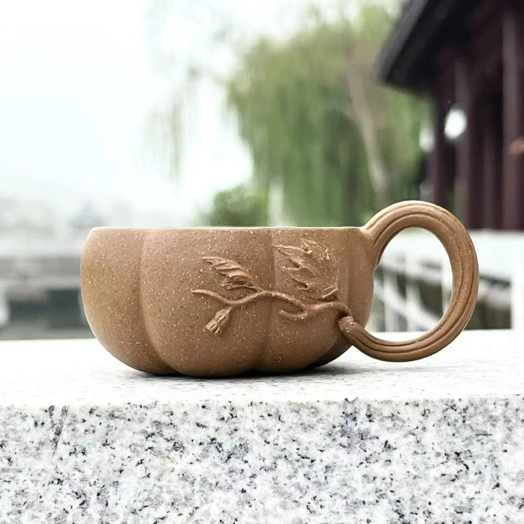 全手工筋纹南瓜杯段泥140毫升柯楠手制主人杯树桩黄段泥纯手工