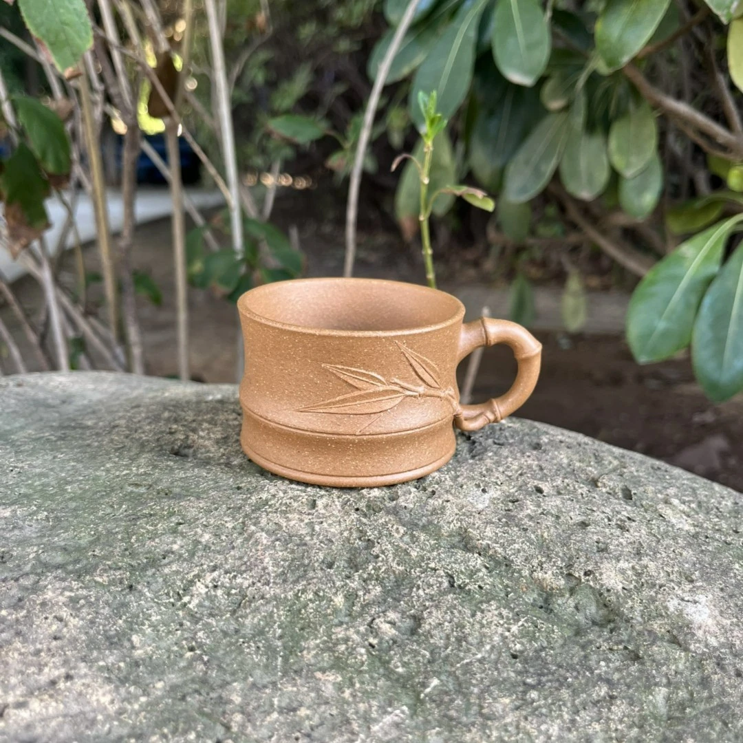 原矿段泥全手工主人杯《清风》板娘手制竹节杯品茗杯小口对杯树桩
