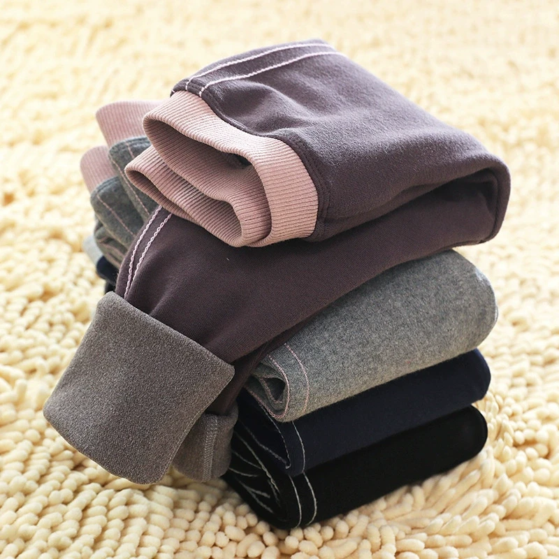 儿童加绒裤内穿兔绒冬男女童中大童保暖裤打底裤双层宝宝热能棉裤