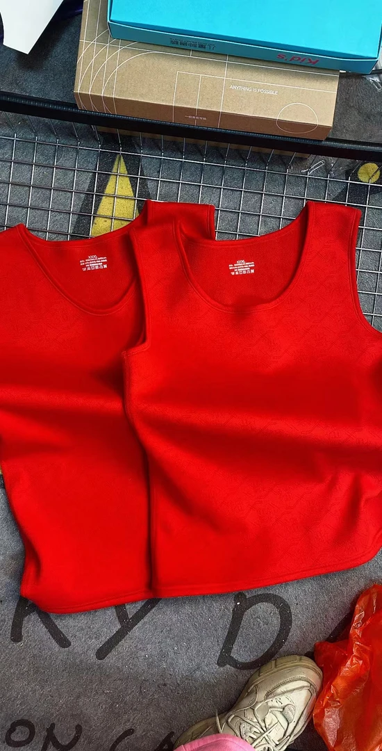 男士大红加绒加厚保暖福字背心过年结婚生子必备女士