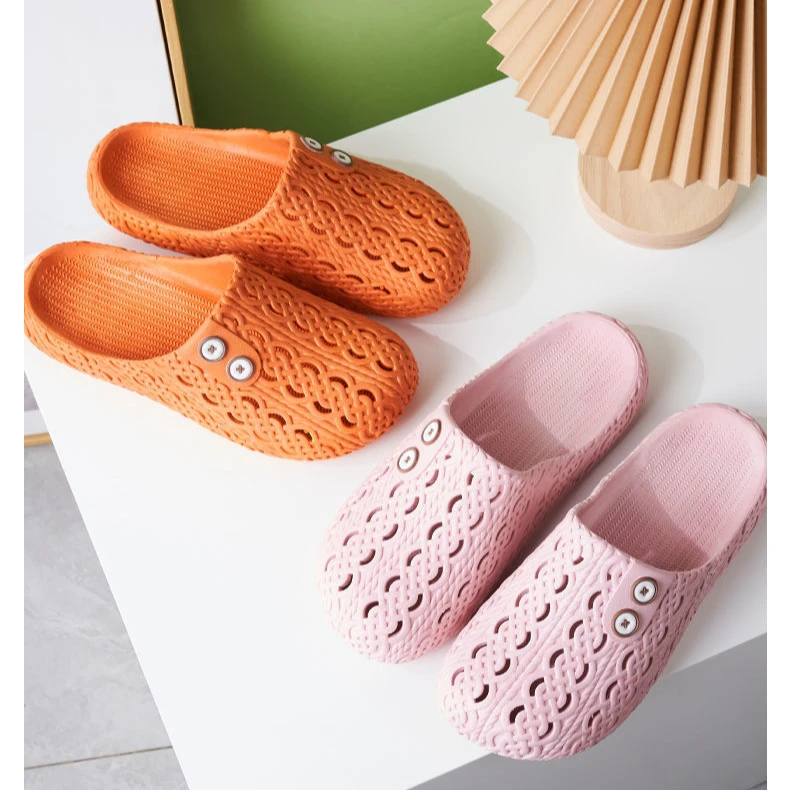 网红时尚情侣夏天镂空厚底平底洞洞鞋拖鞋女拖鞋夏季百搭男款居家