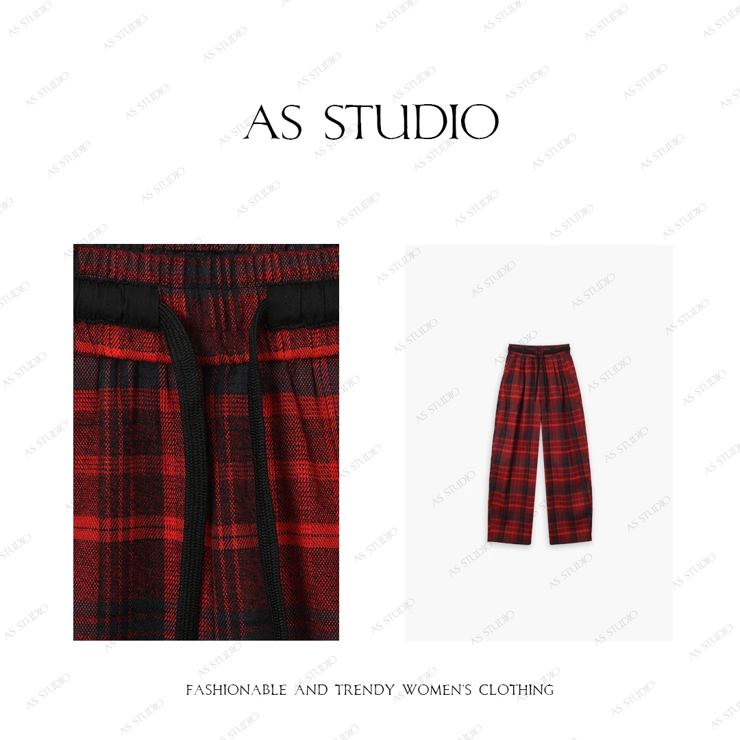 【AS革新】铭顺24新精纺撞色松紧腰头显瘦百搭格子裤AS24DKU410