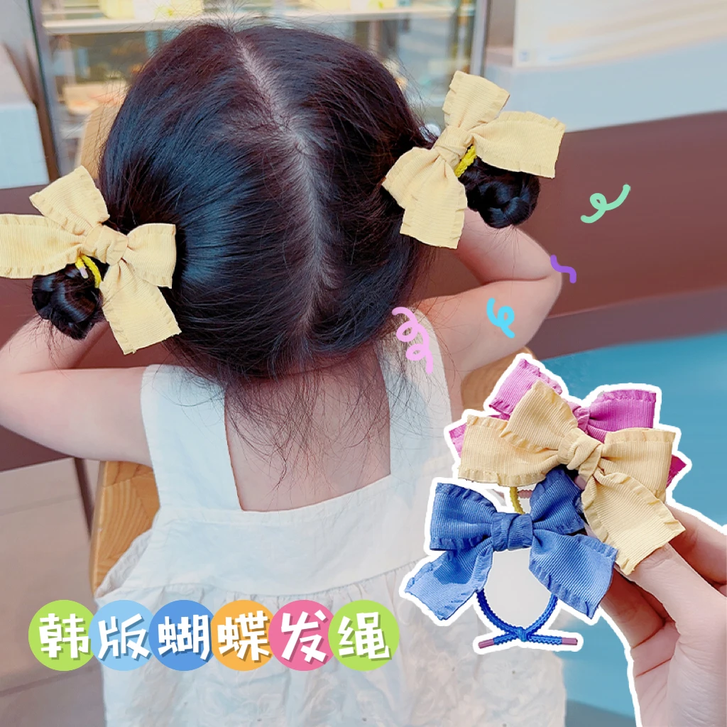 黄小妞儿童蝴蝶结发圈 韩版布料高弹力扎头发橡皮筋女童发饰