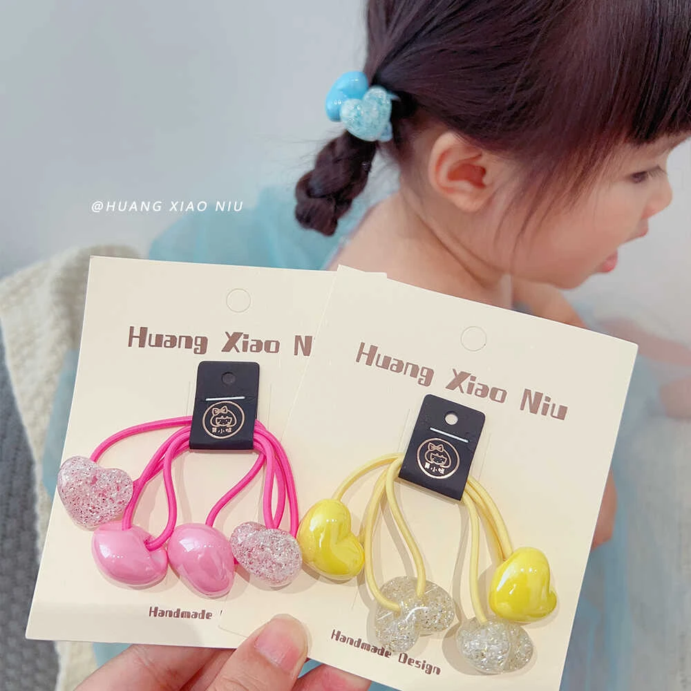黄小妞儿童发饰可爱亮片爱心球球宝宝扎头发皮筋女童头绳不伤发