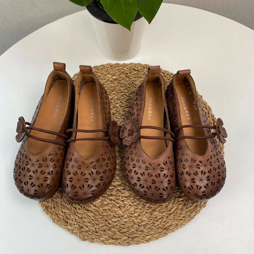 棉谷妈妈鞋孕妇牛筋底单鞋防滑圆头镂空松紧带平底鞋71807