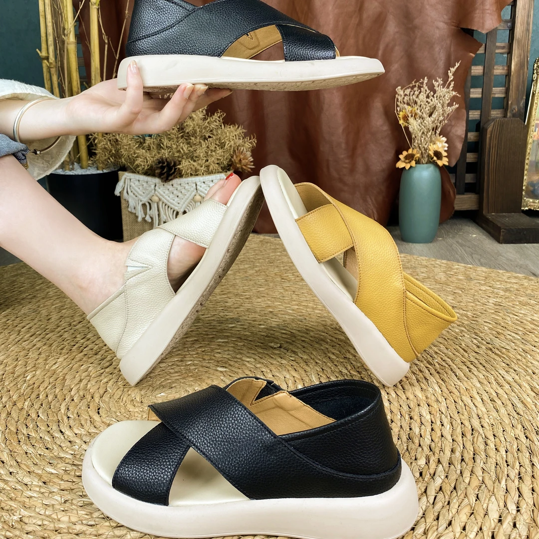 交叉凉鞋女夏季新款露趾罗马凉鞋软底透气百搭时尚外穿厚底