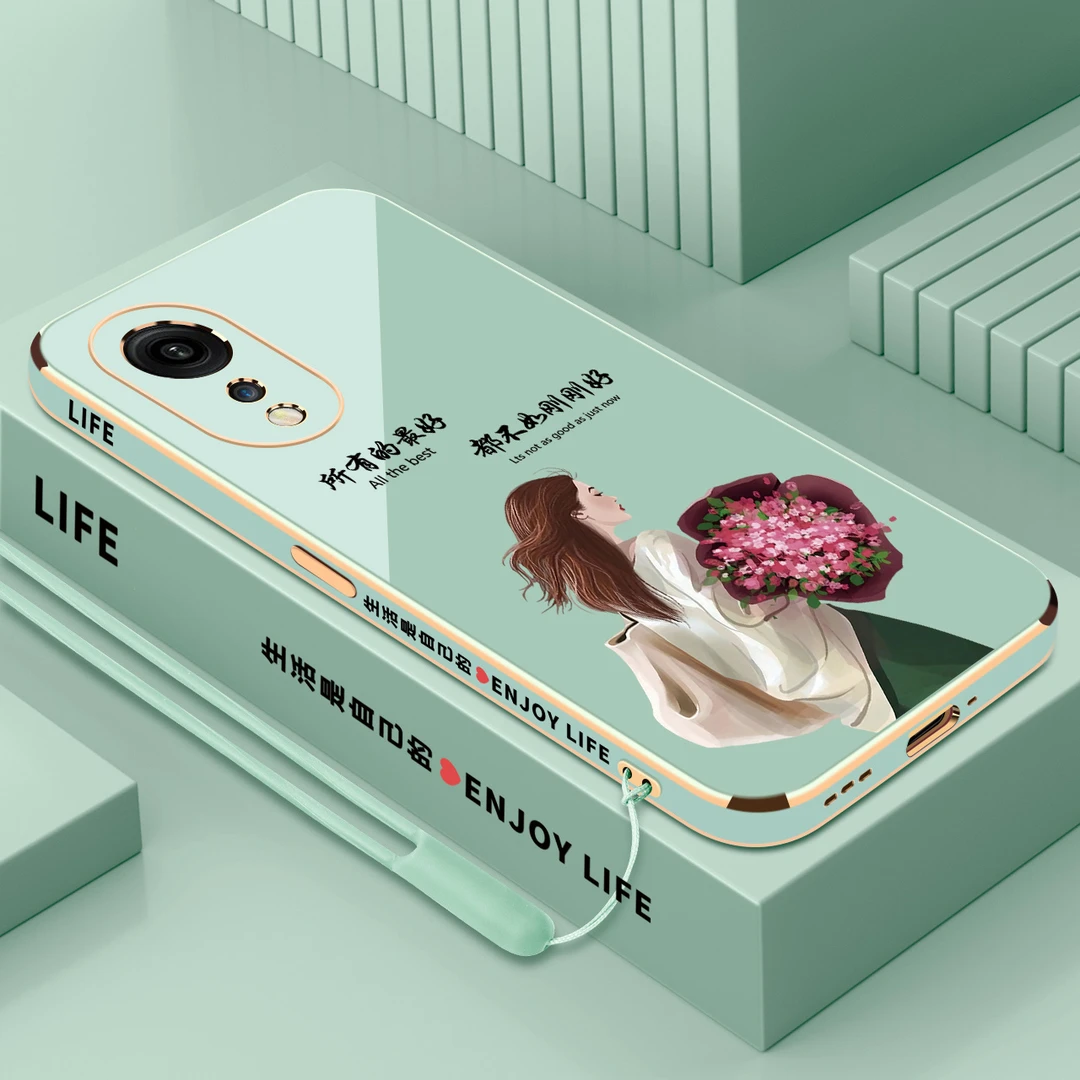 电镀刚刚好适用oppoa1pro手机壳【侧边图案+镜头保护+送挂绳】