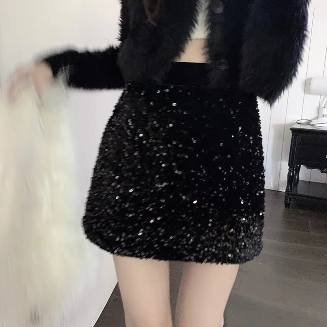 1982【繁星短裙】重工韩版大码显瘦百搭时尚气质女松紧腰半身短裙