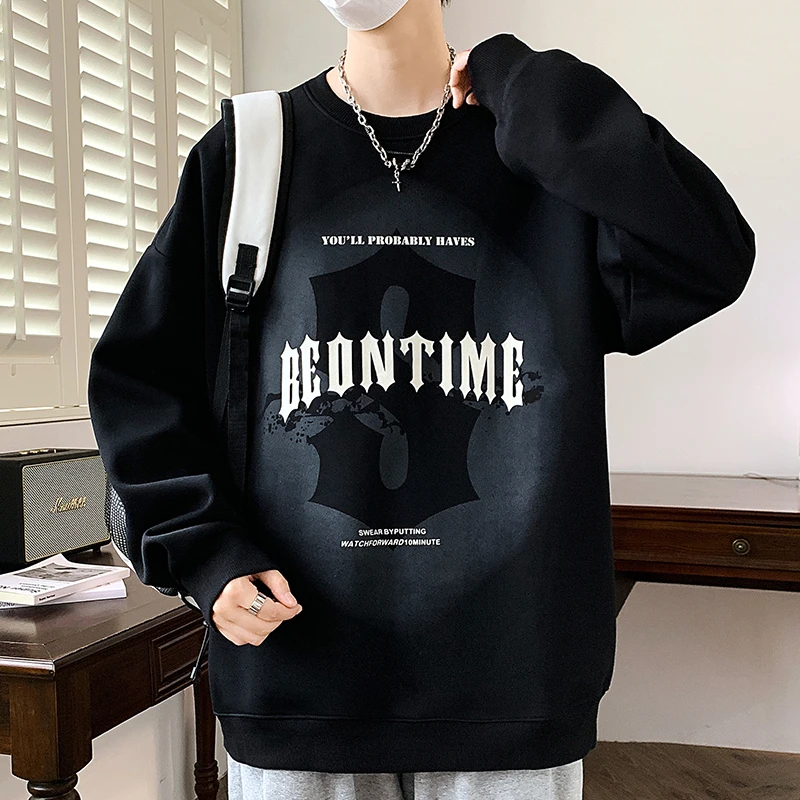 卫衣男春秋季潮牌宽松圆领长袖青少年潮流百搭男孩韩版休闲上衣