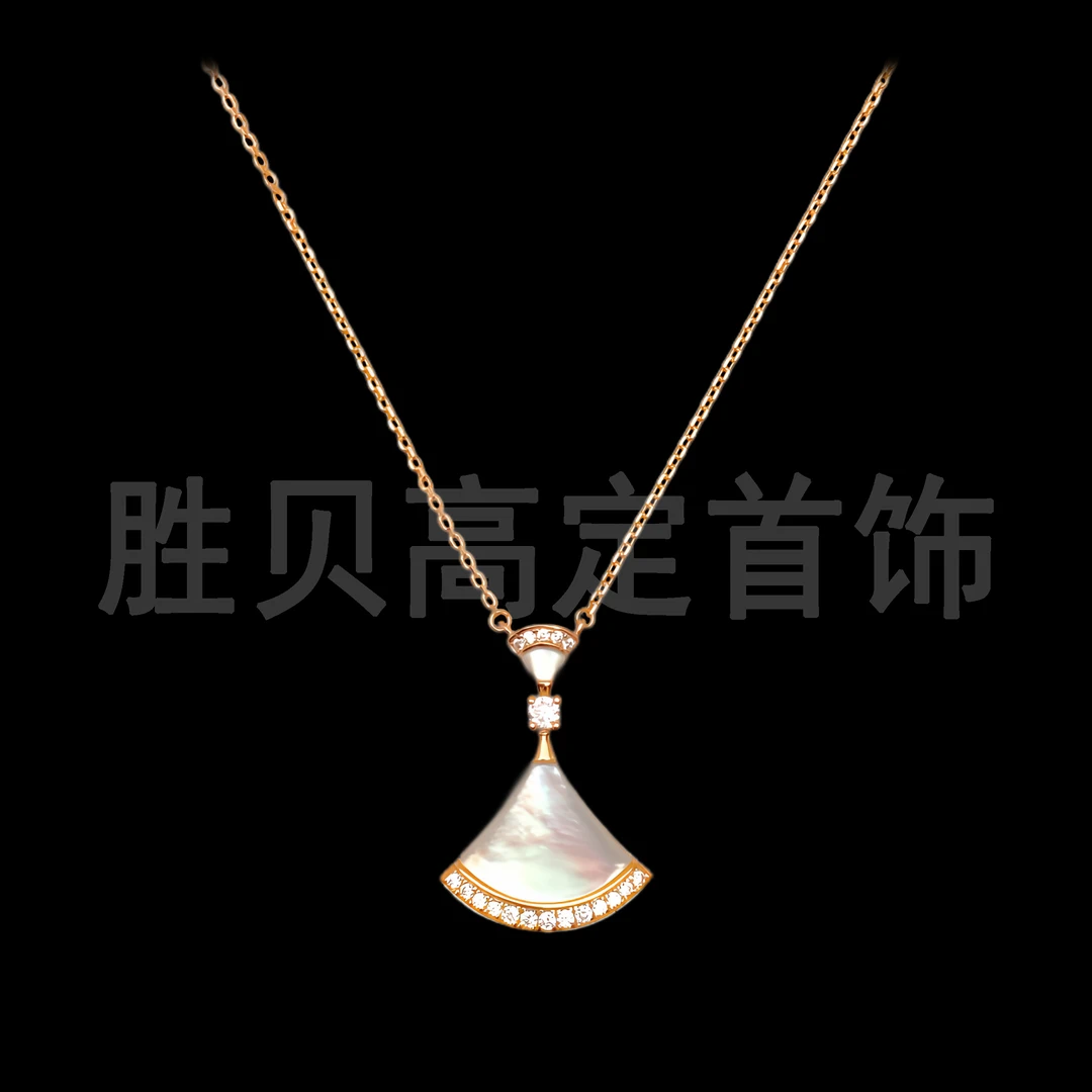 胜贝925银天然白贝母裙子项链