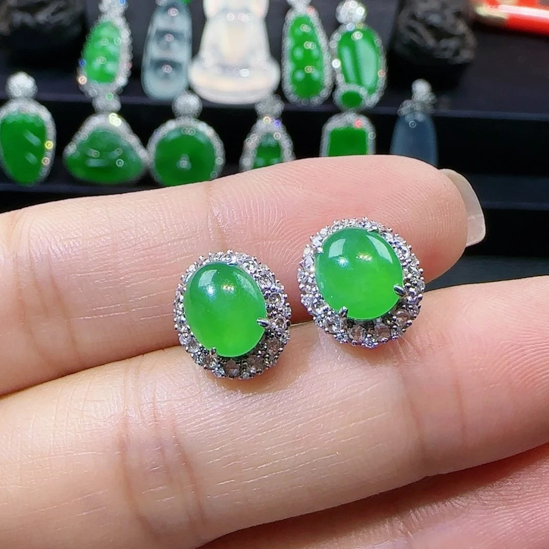 翡翠挂件18K金镶嵌翡翠