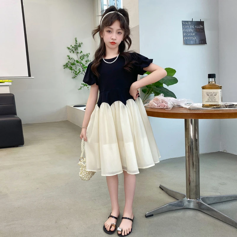 女童法式连衣裙夏季2025新款儿童生日礼服裙子女孩短袖洋气公主裙