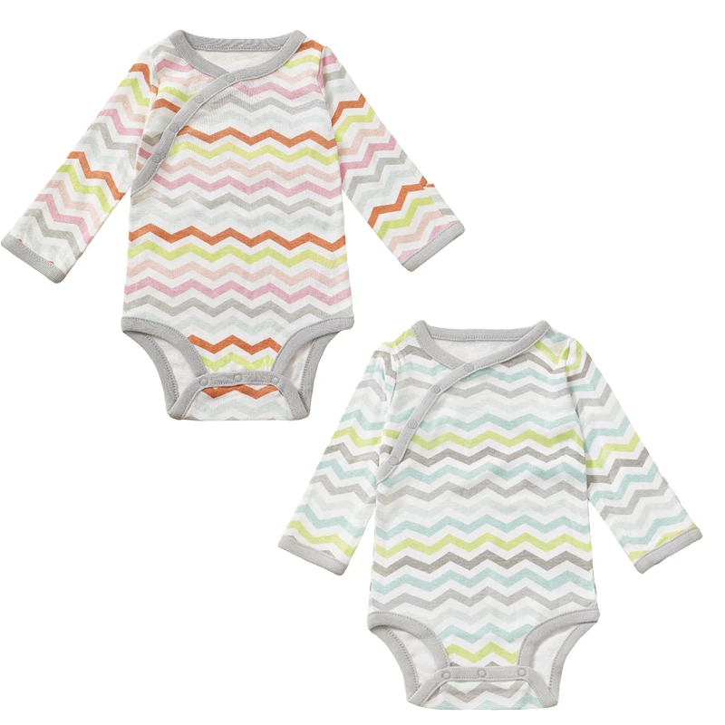 OmniEllen/欧米云艾琳婴儿夏季包屁衣男女宝宝斜襟开扣三角哈衣