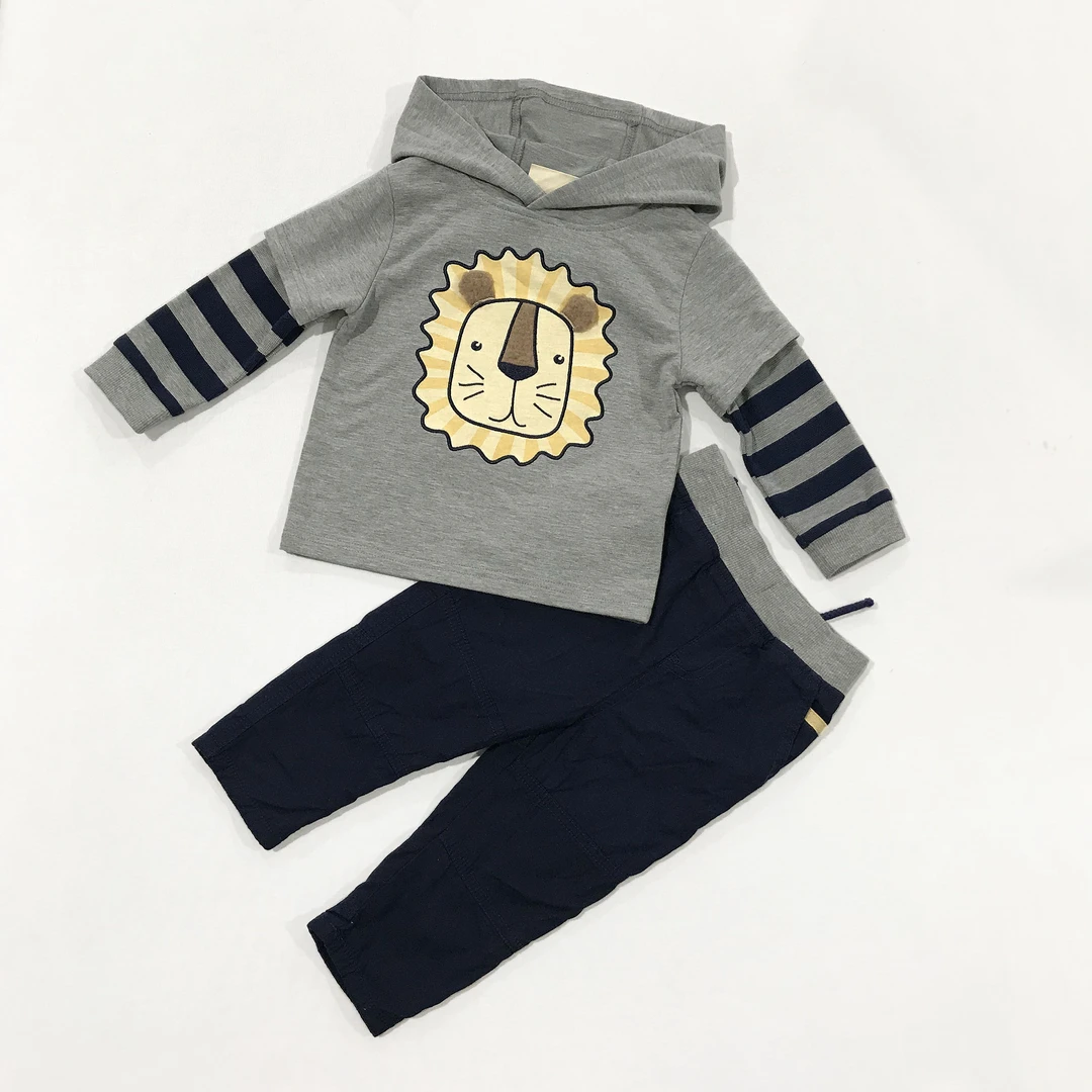 OmniEllen/欧米云艾琳男童套装春秋款连帽休闲两件套洋气宝宝衣服