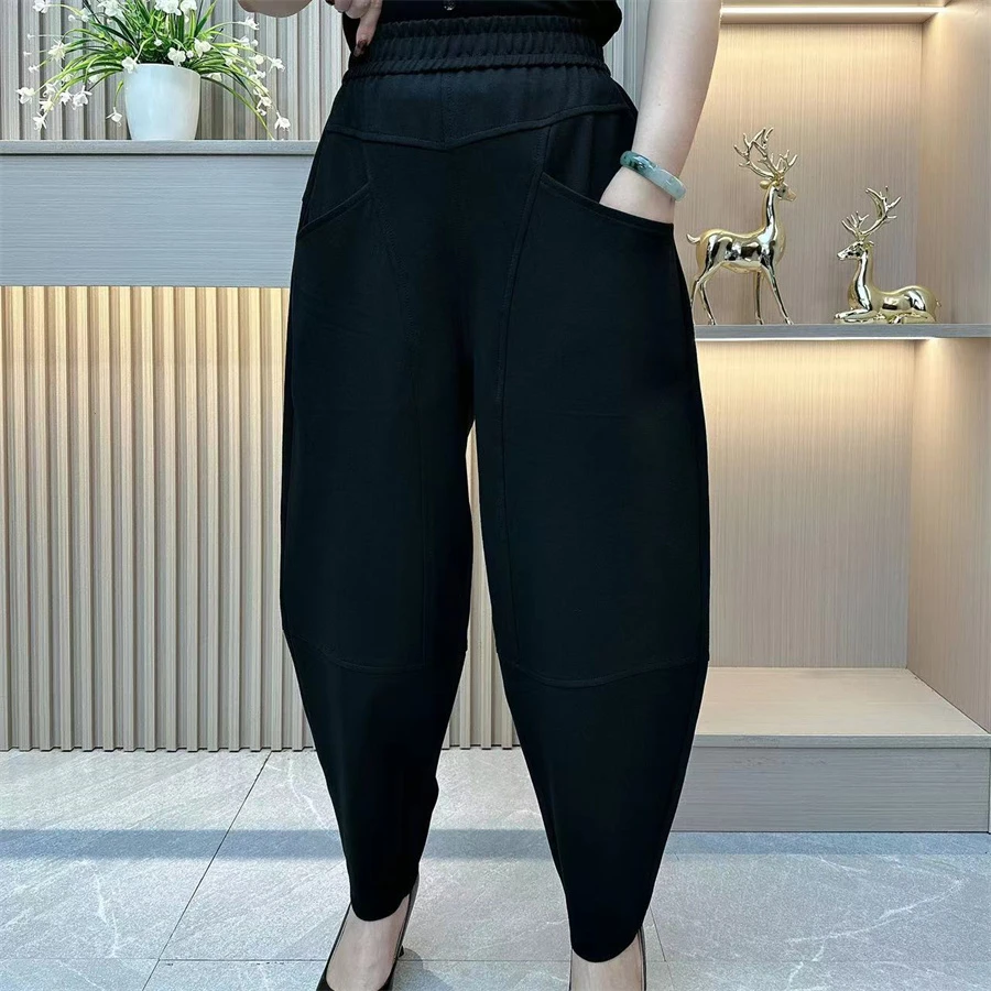 【大美婷严选】8001#早秋款新款时尚休闲高腰宽松百搭大口袋哈伦裤