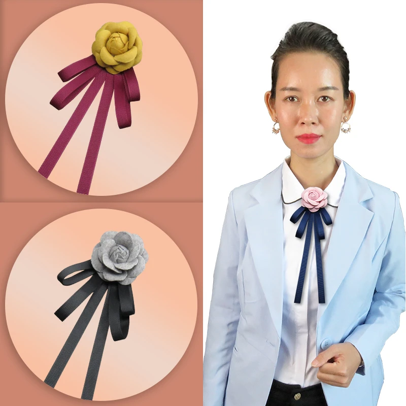 合金布艺胸针 领结韩版蝴蝶结别针衬衫衣服配饰领花胸花胸针飘带