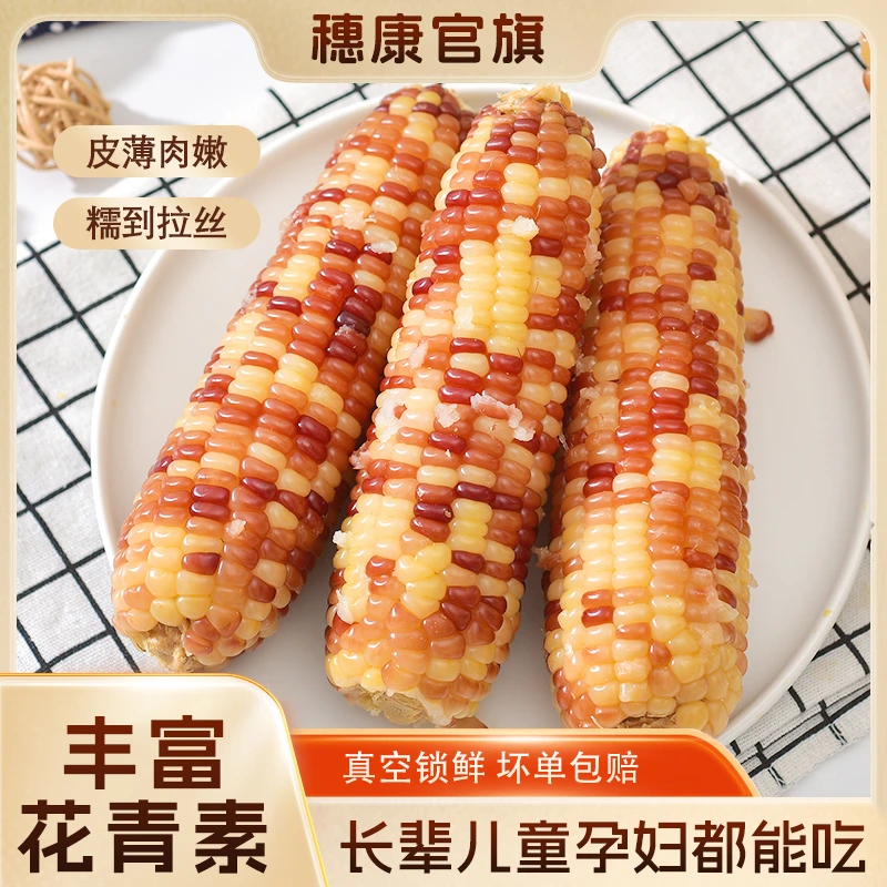 糯玉米新鲜穗康彩糯玉米软糯微甜富含花青素真空装香甜220g*10支