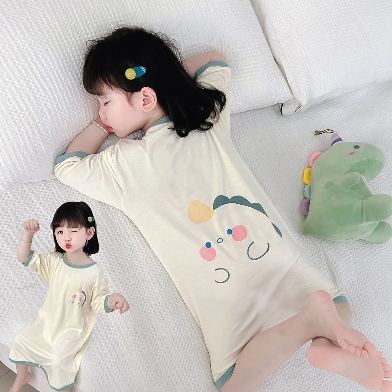 儿童连体衣婴儿连体睡衣宝宝幼儿薄款夏季防踢爬服空调服夏