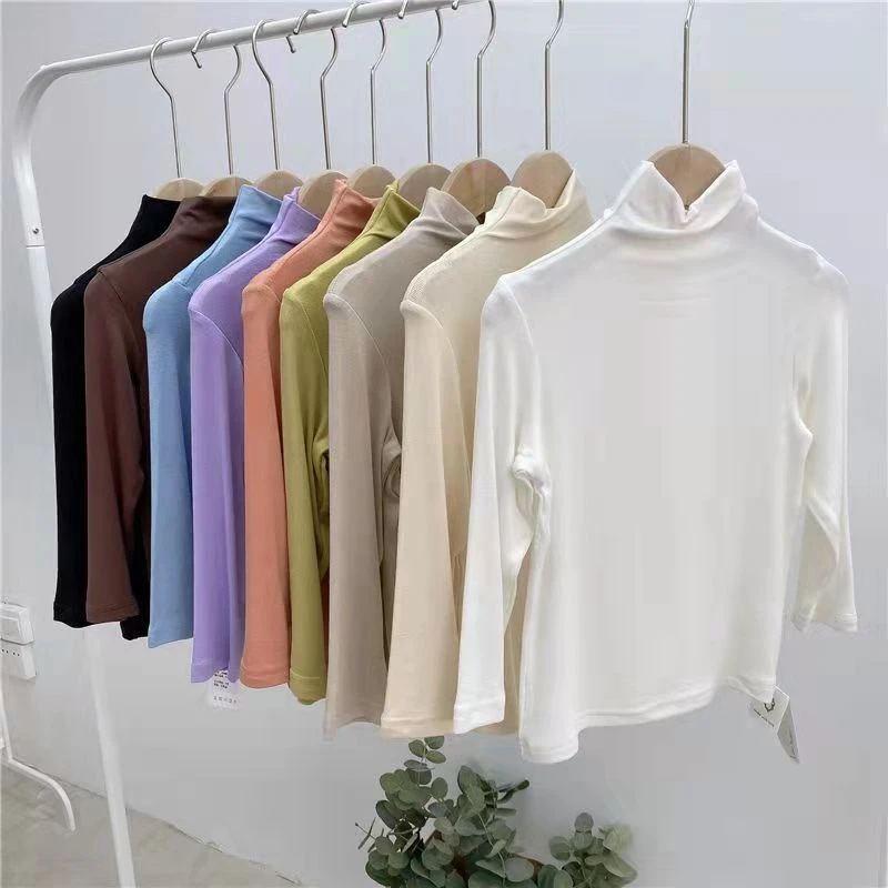 儿童半高领打底衫秋季薄款长袖t恤男童女童宝宝纯色上衣潮