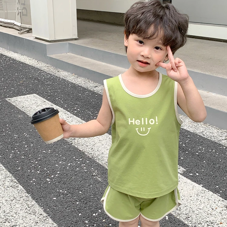儿童夏季套装男童夏装2025新款小童无袖背心宝宝运动男孩帅气洋气