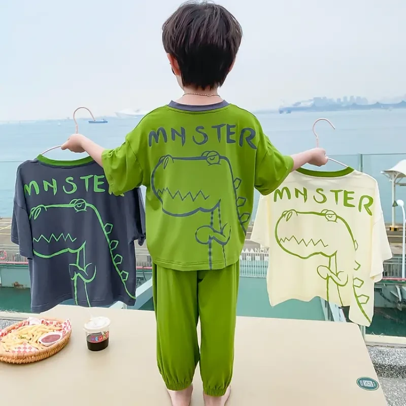 《华姐专属》儿童家居服短袖空调服夏季两件套男童睡衣套装短袖夏装