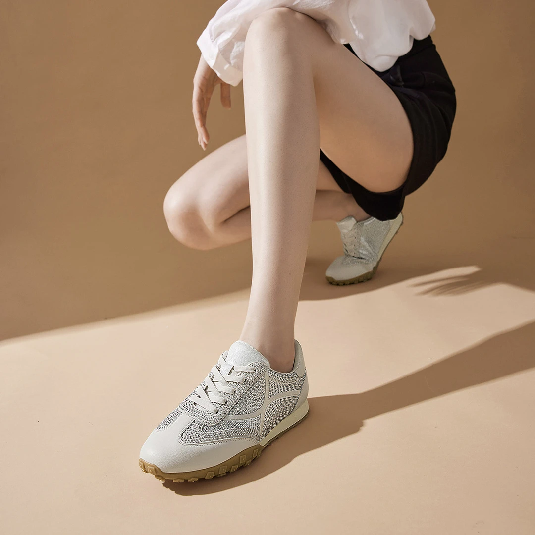 【618活动返场】夏季休闲平底烫钻波点条纹系带休闲阿甘鞋M24A117