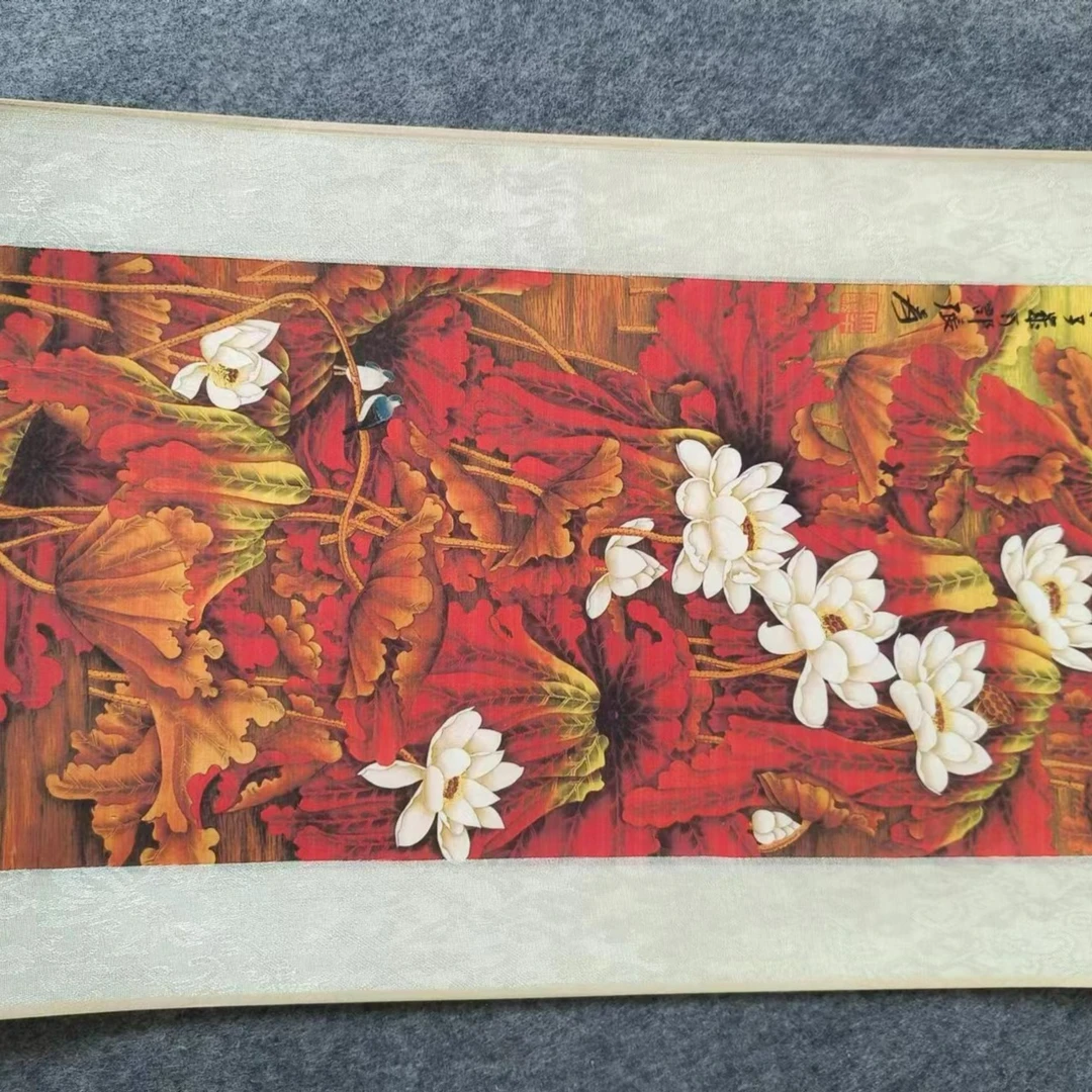 千古书画院 精品 画片福利 红荷图 30*50 装饰印刷画