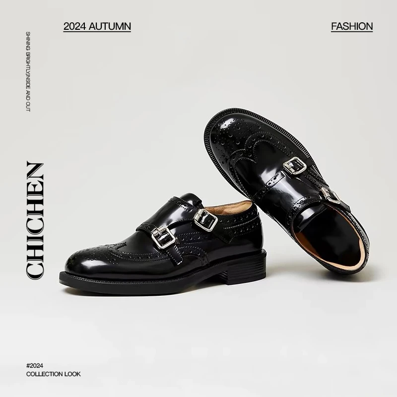 CHICHEN/晨妍 巴洛克小皮鞋 英伦风复古单鞋