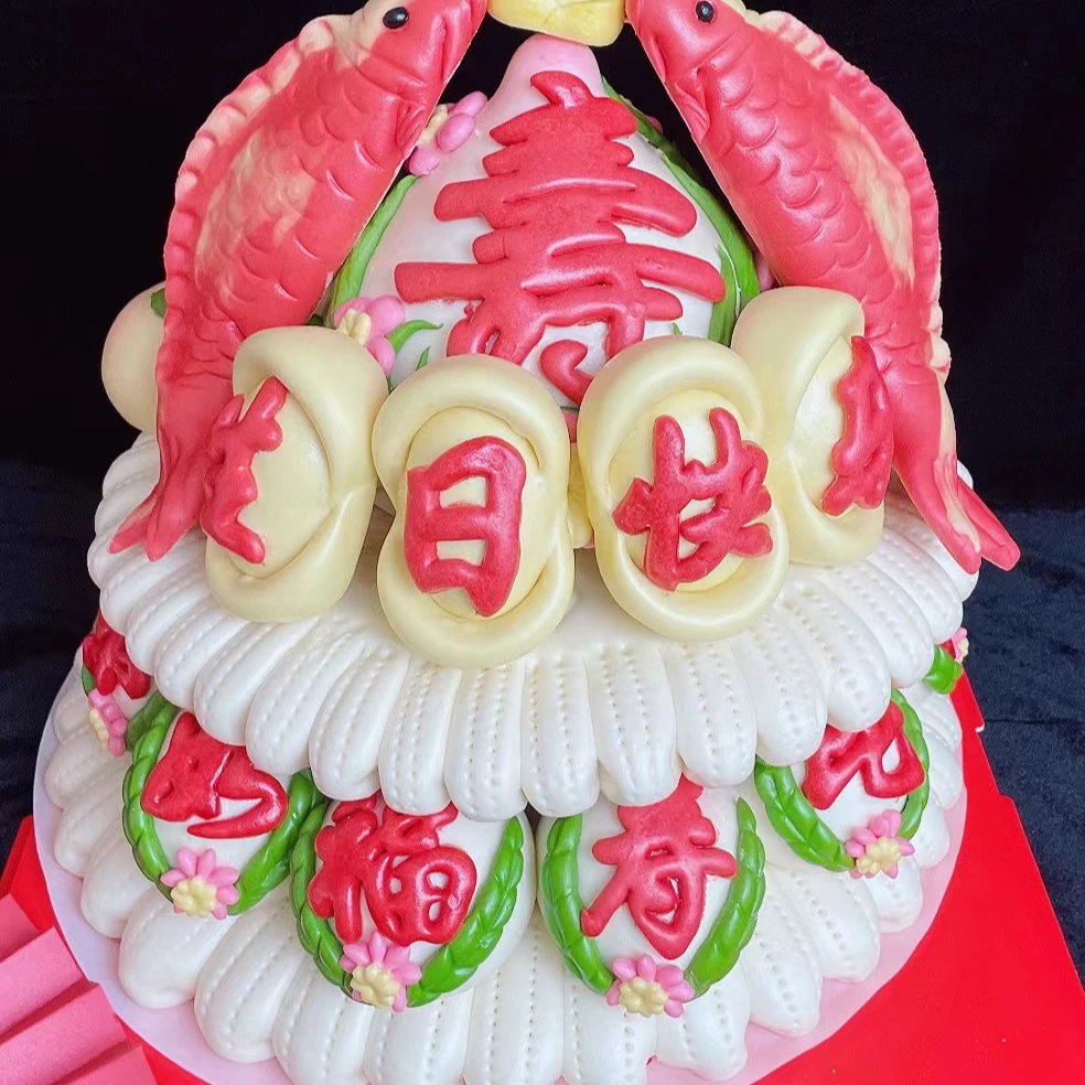 福如东海寿比南山锦鲤祝寿款花饽14寸1个（10～12斤）需提前5天预定