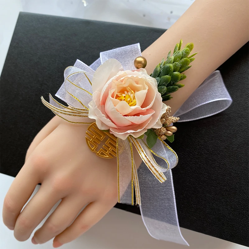 伴娘手腕花新娘姐妹团手环花结婚伴娘团高档姐妹手花结婚用品大全