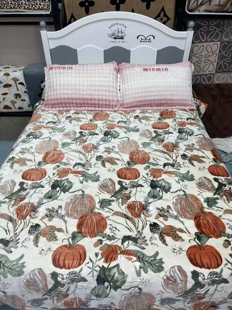 微瑕被套米色南瓜加厚牛奶绒双面绒高克重保暖冬季被罩