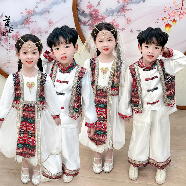儿童三月三广西壮族少数民族风服装春款男女童表演服西域汉服唐装