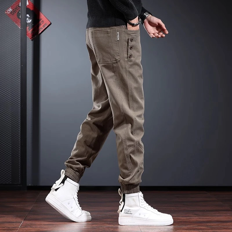 MR.MUDI/穆迪先生男休闲裤宽松收口束脚裤秋季复古潮牌工装裤大码