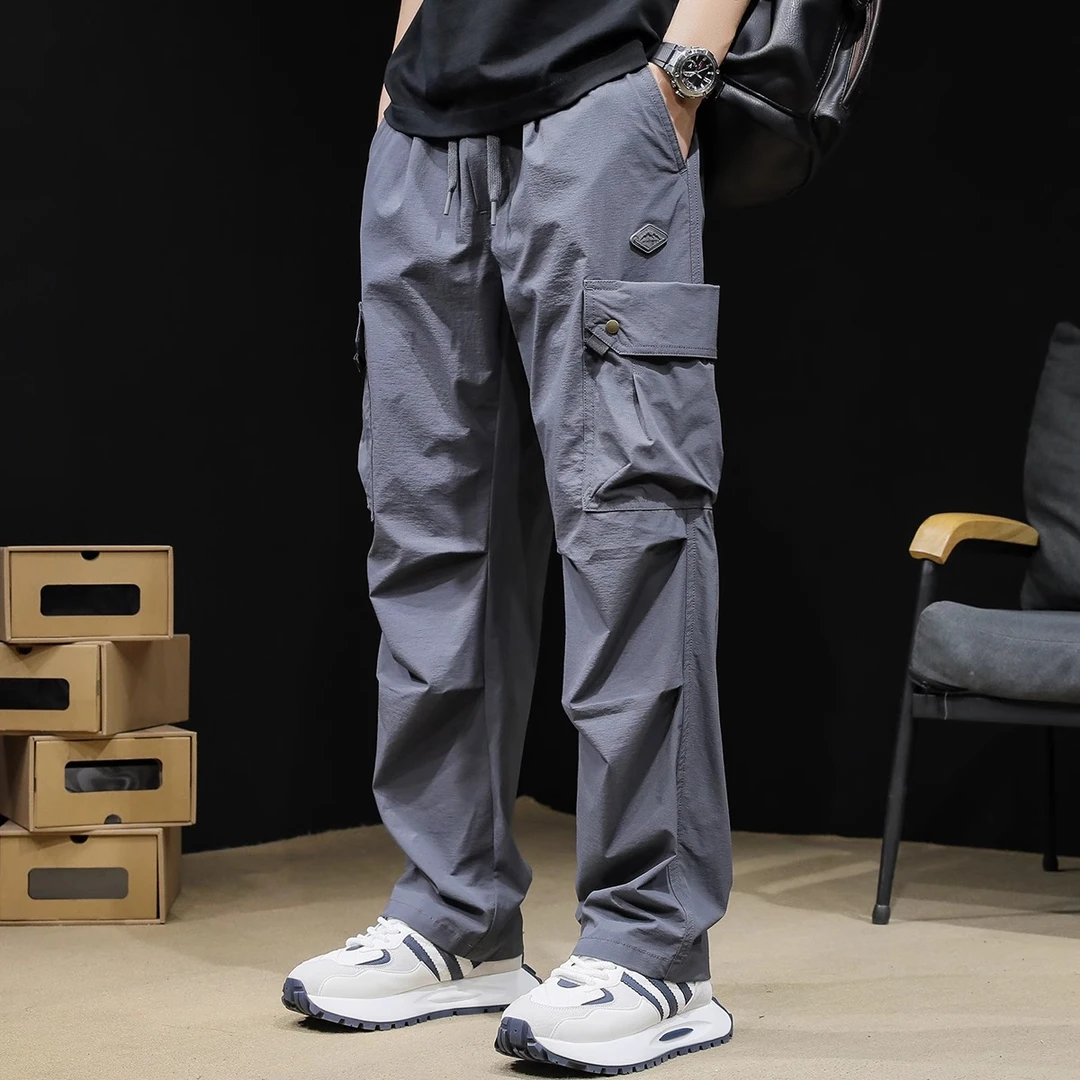 MR.MUDI/穆迪先生直筒工装裤男2024新款机能速干弹力裤子春夏薄款