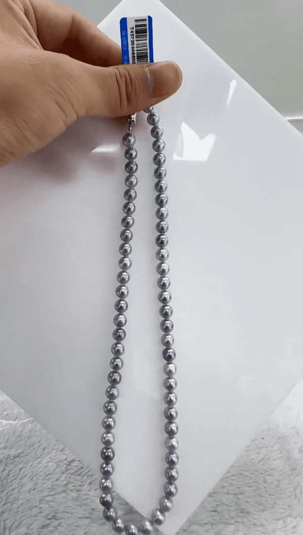 【闪购商品】海水珍珠DA银S925镶嵌灰珠串链6  t457