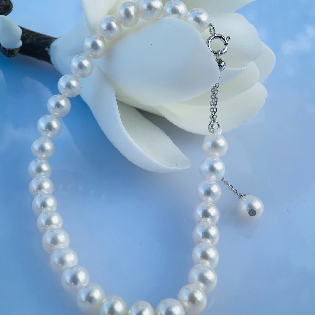 淡水满珠手链6-7mm白色时尚百搭气质女精美单圈精致p1110