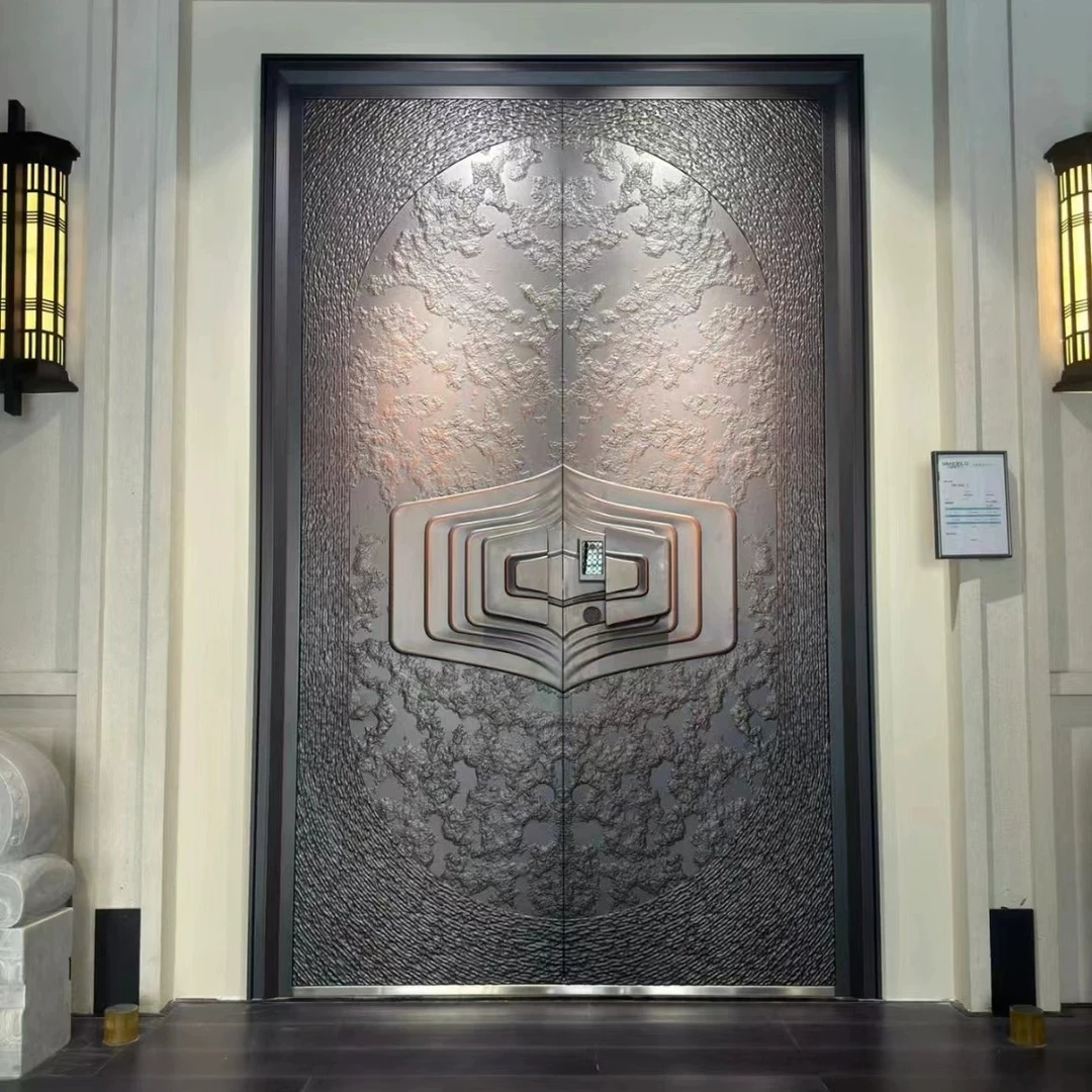 智能别墅大门双开门防盗精雕铸铝门家用自建房进户门轻奢设计专业