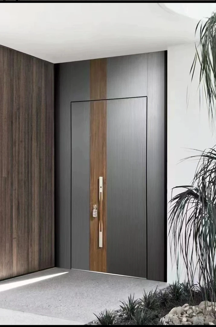 私人定制极简轻奢防爆铸铝门入户大门别墅防盗门精雕工艺现代时尚