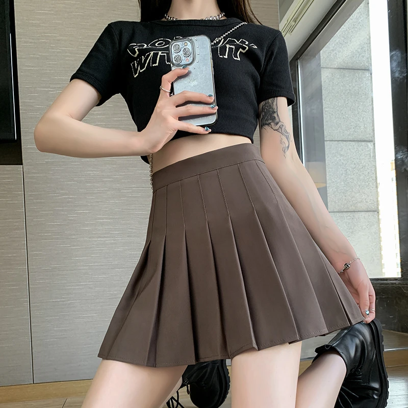 【省钱风】高腰白色短裙显瘦半身裙外穿百褶裙毛呢小个子通勤女