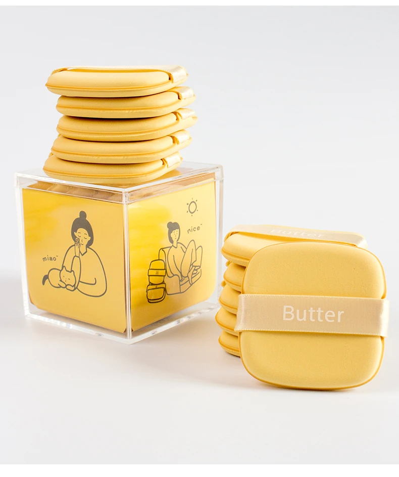 小黄油粉扑舒适底妆超软气垫干湿两用不吃粉服帖定妆方形盒装便携